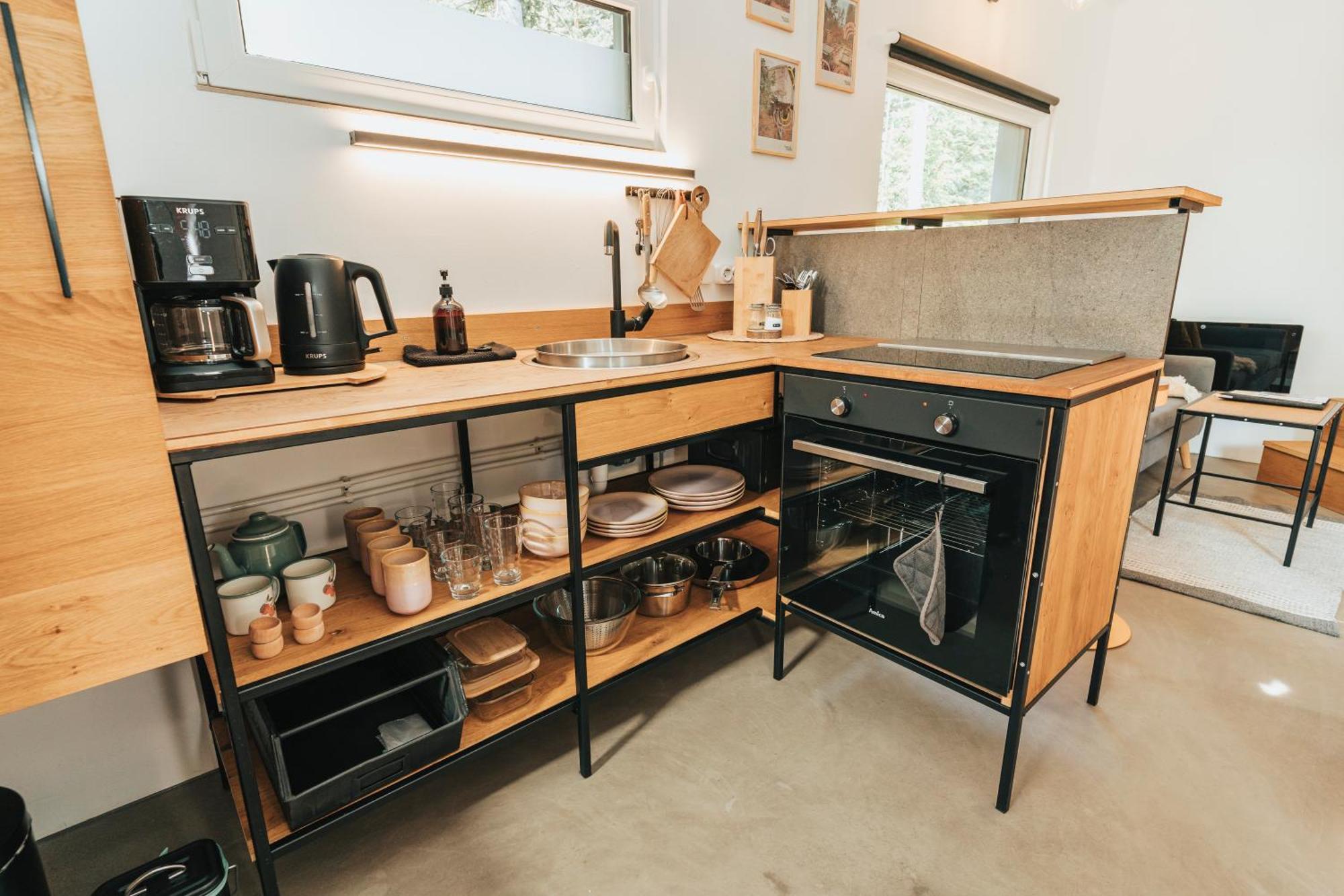 Modernes Tinyhouse Trailer Cabins Am Waldrand - Mit Seezugang Eging Bagian luar foto